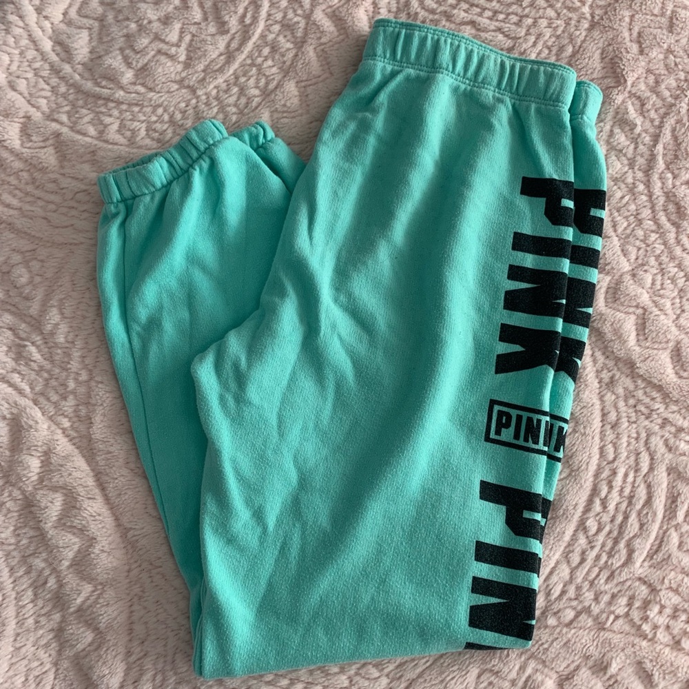 VS PINK turquoise sweatpants